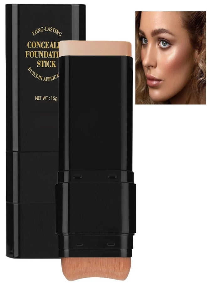 Vienflona Foundation Stick, 2 in 1 Dual-Ended Long-Lasting Concealer Foundation Stick, Face Contouring foundation with Brush, Full Coverage Matte Finish for Face Makeup(04#WHEAT) - Image 1